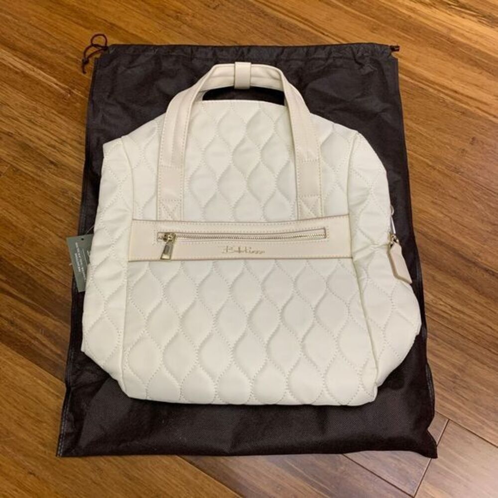 Bella Russo Quilted Cream Tote Backpack‎ Convertible Shoulder Bag 14.4 inch NWT